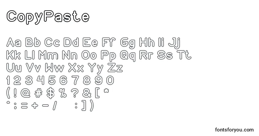 Czcionka CopyPaste – alfabet, cyfry, specjalne znaki