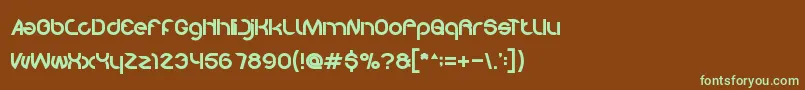 フォントWe – 緑色の文字が茶色の背景にあります。