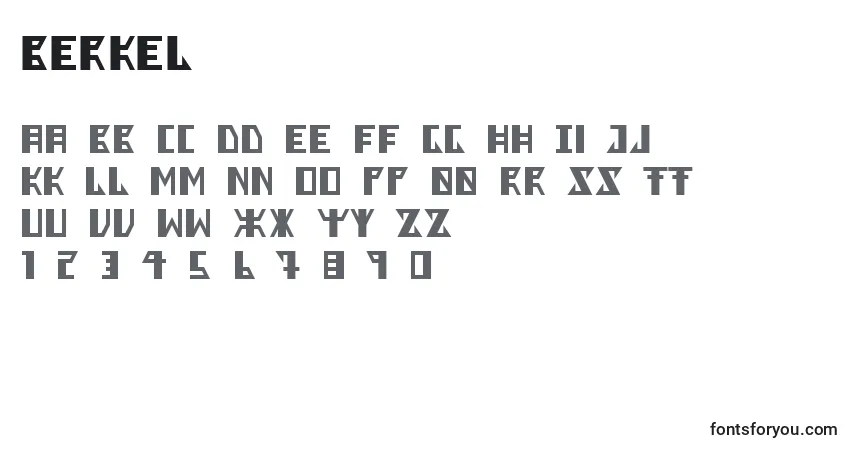 A fonte Berkel – alfabeto, números, caracteres especiais