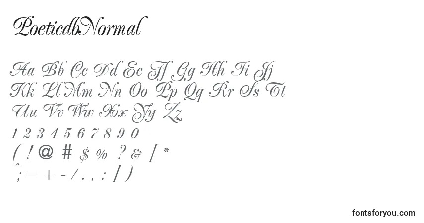 A fonte PoeticdbNormal – alfabeto, números, caracteres especiais