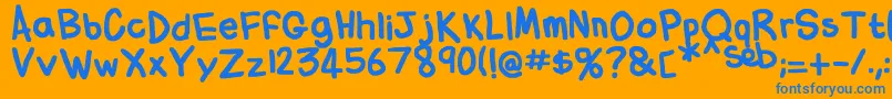 FlabbyBumsHandwriting Font – Blue Fonts on Orange Background