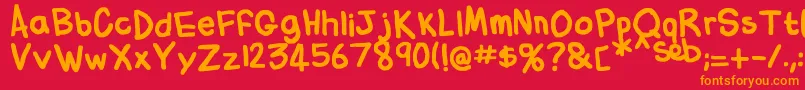 Шрифт FlabbyBumsHandwriting – оранжевые шрифты на красном фоне
