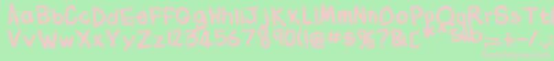 FlabbyBumsHandwriting-Schriftart – Rosa Schriften auf grünem Hintergrund