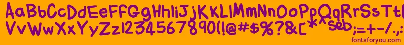 FlabbyBumsHandwriting Font – Purple Fonts on Orange Background