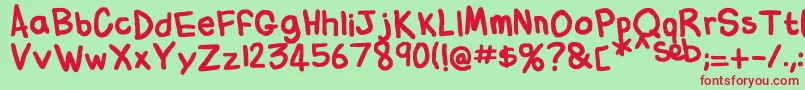 FlabbyBumsHandwriting Font – Red Fonts on Green Background