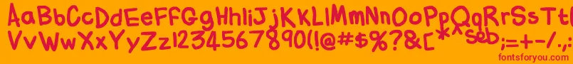 FlabbyBumsHandwriting Font – Red Fonts on Orange Background