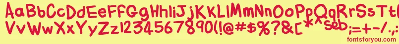 FlabbyBumsHandwriting Font – Red Fonts on Yellow Background