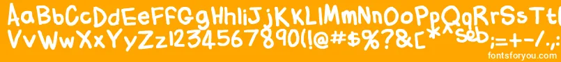 Fonte FlabbyBumsHandwriting – fontes brancas em um fundo laranja