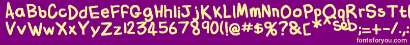 FlabbyBumsHandwriting Font – Yellow Fonts on Purple Background