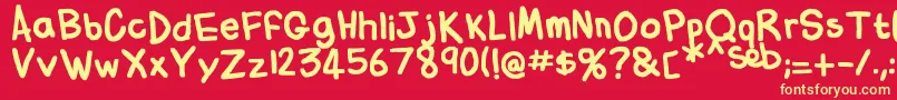FlabbyBumsHandwriting Font – Yellow Fonts on Red Background