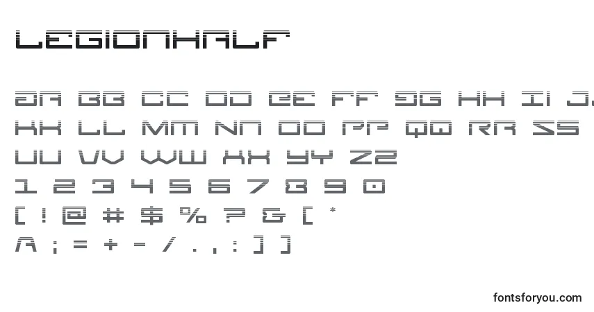 A fonte Legionhalf – alfabeto, números, caracteres especiais
