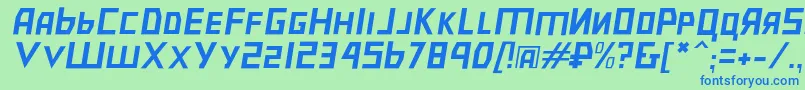 フォントBolshevikulobl – 青い文字は緑の背景です。