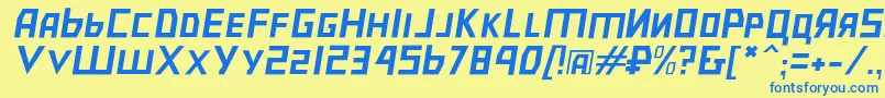フォントBolshevikulobl – 青い文字が黄色の背景にあります。