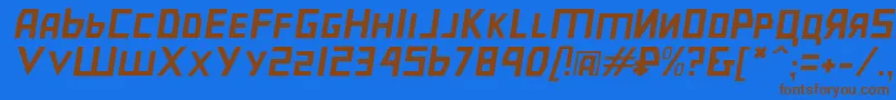 フォントBolshevikulobl – 茶色の文字が青い背景にあります。