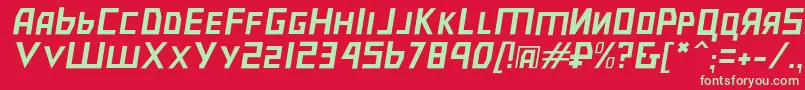 フォントBolshevikulobl – 赤い背景に緑の文字