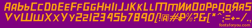 Bolshevikulobl-Schriftart – Orangefarbene Schriften auf violettem Hintergrund