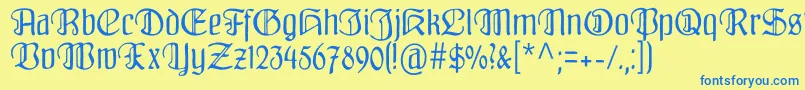 Fraenkisch Font – Blue Fonts on Yellow Background