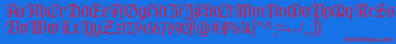 Fraenkisch Font – Red Fonts on Blue Background