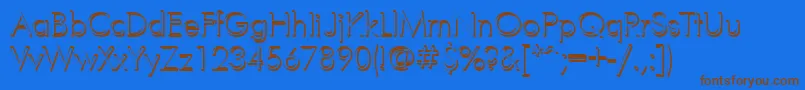 フォントFuturisvolumecYrillic – 茶色の文字が青い背景にあります。