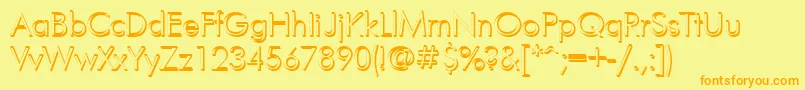 フォントFuturisvolumecYrillic – オレンジの文字が黄色の背景にあります。