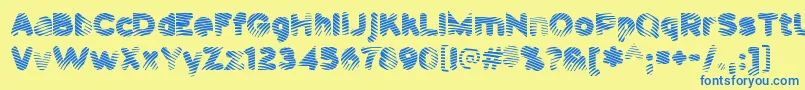 Pantspatrol-Schriftart – Blaue Schriften auf gelbem Hintergrund