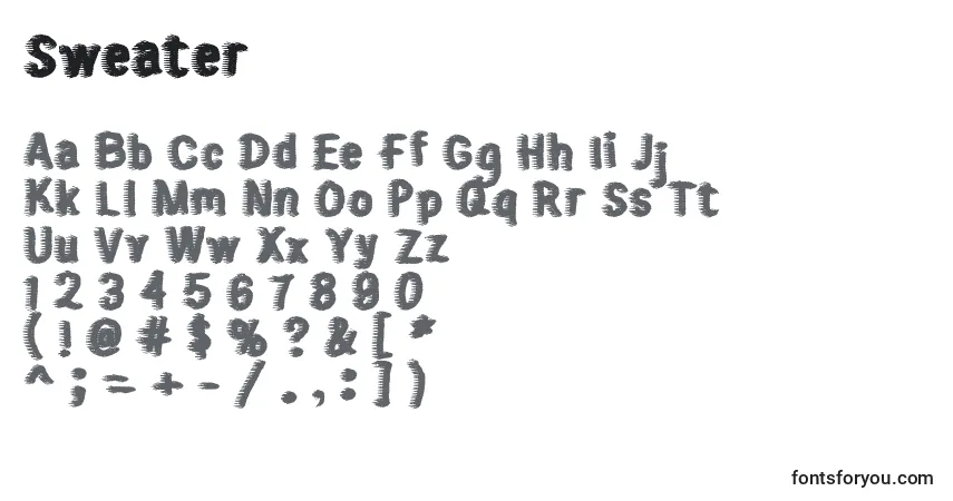 A fonte Sweater – alfabeto, números, caracteres especiais