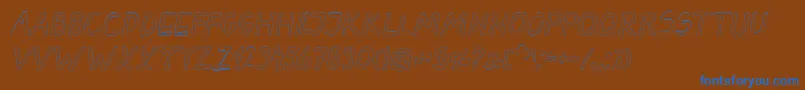 DarbogOutlineBoldItalic-Schriftart – Blaue Schriften auf braunem Hintergrund