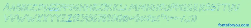 DarbogOutlineBoldItalic Font – Blue Fonts on Green Background