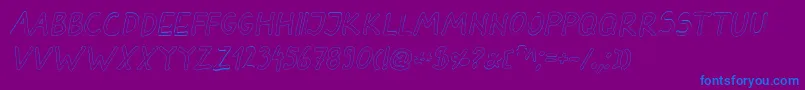 DarbogOutlineBoldItalic-fontti – siniset fontit violetilla taustalla