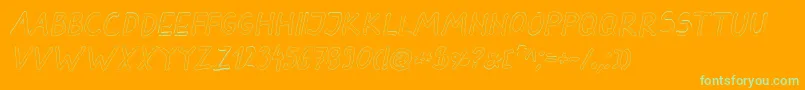 DarbogOutlineBoldItalic-Schriftart – Grüne Schriften auf orangefarbenem Hintergrund
