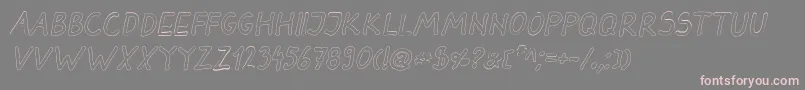 DarbogOutlineBoldItalic-fontti – vaaleanpunaiset fontit harmaalla taustalla