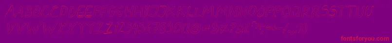 DarbogOutlineBoldItalic-Schriftart – Rote Schriften auf violettem Hintergrund