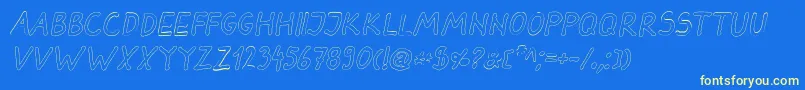 フォントDarbogOutlineBoldItalic – 黄色の文字、青い背景