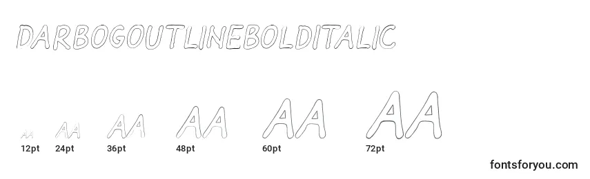 Размеры шрифта DarbogOutlineBoldItalic
