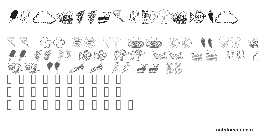 Schriftart KrSillyArtDings – Alphabet, Zahlen, spezielle Symbole