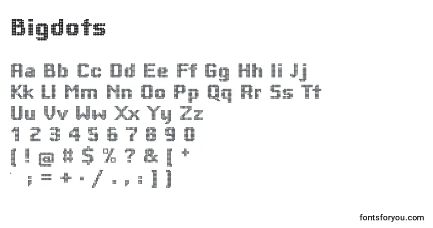 Fuente Bigdots - alfabeto, números, caracteres especiales