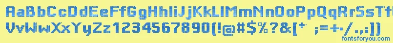 Bigdots Font – Blue Fonts on Yellow Background