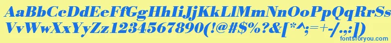 UrwbodonitBoldOblique Font – Blue Fonts on Yellow Background