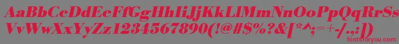 フォントUrwbodonitBoldOblique – 赤い文字の灰色の背景