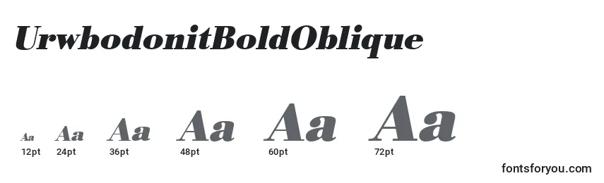 Размеры шрифта UrwbodonitBoldOblique