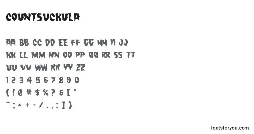 Countsuckula Font – alphabet, numbers, special characters