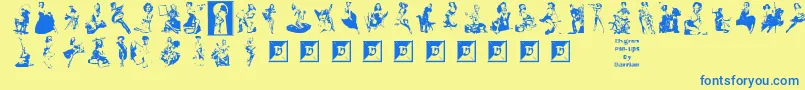 Czcionka ElvgrenPinUps – niebieskie czcionki na żółtym tle