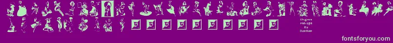 ElvgrenPinUps-Schriftart – Grüne Schriften auf violettem Hintergrund