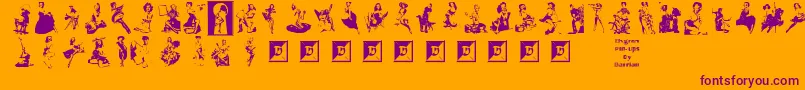 ElvgrenPinUps-Schriftart – Violette Schriften auf orangefarbenem Hintergrund