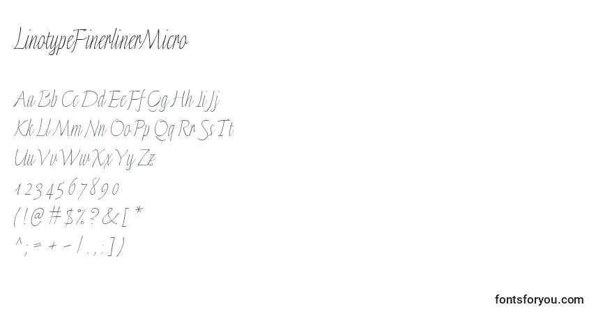 LinotypeFinerlinerMicro-fontti – aakkoset, numerot, erikoismerkit