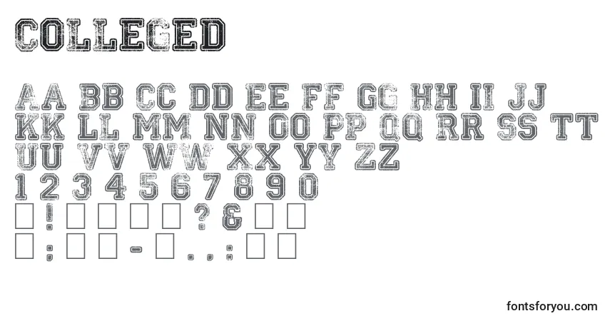 Шрифт Colleged – алфавит, цифры, специальные символы