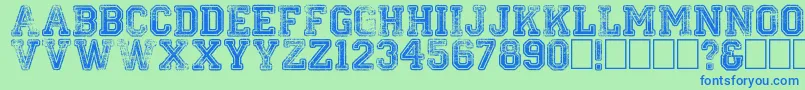 Colleged Font – Blue Fonts on Green Background