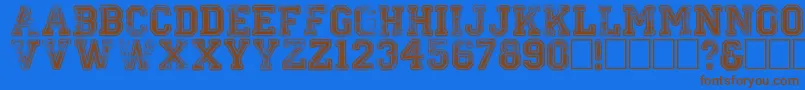 Colleged-Schriftart – Braune Schriften auf blauem Hintergrund