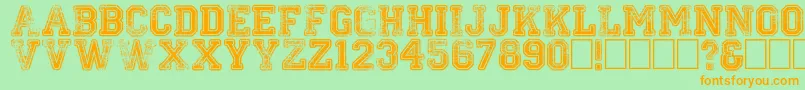 Colleged Font – Orange Fonts on Green Background