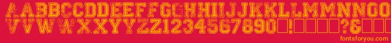 Colleged-Schriftart – Orangefarbene Schriften auf rotem Hintergrund